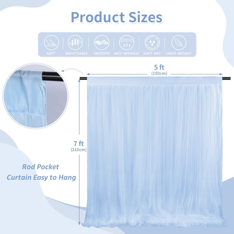 SoarDream Wedding Tulle Backdrop Curtains 5ftx7ft Baby Blue Stage Backdrop Fabric Dessert Table Background Photography Decorations - Image 4